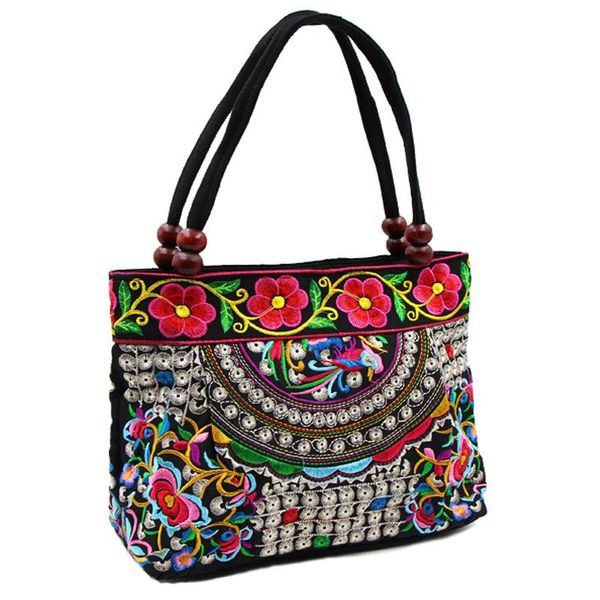 2020 16 patterns folding handmade women handbag for mother middle and old aged women totes flower embroidery shoulder bag